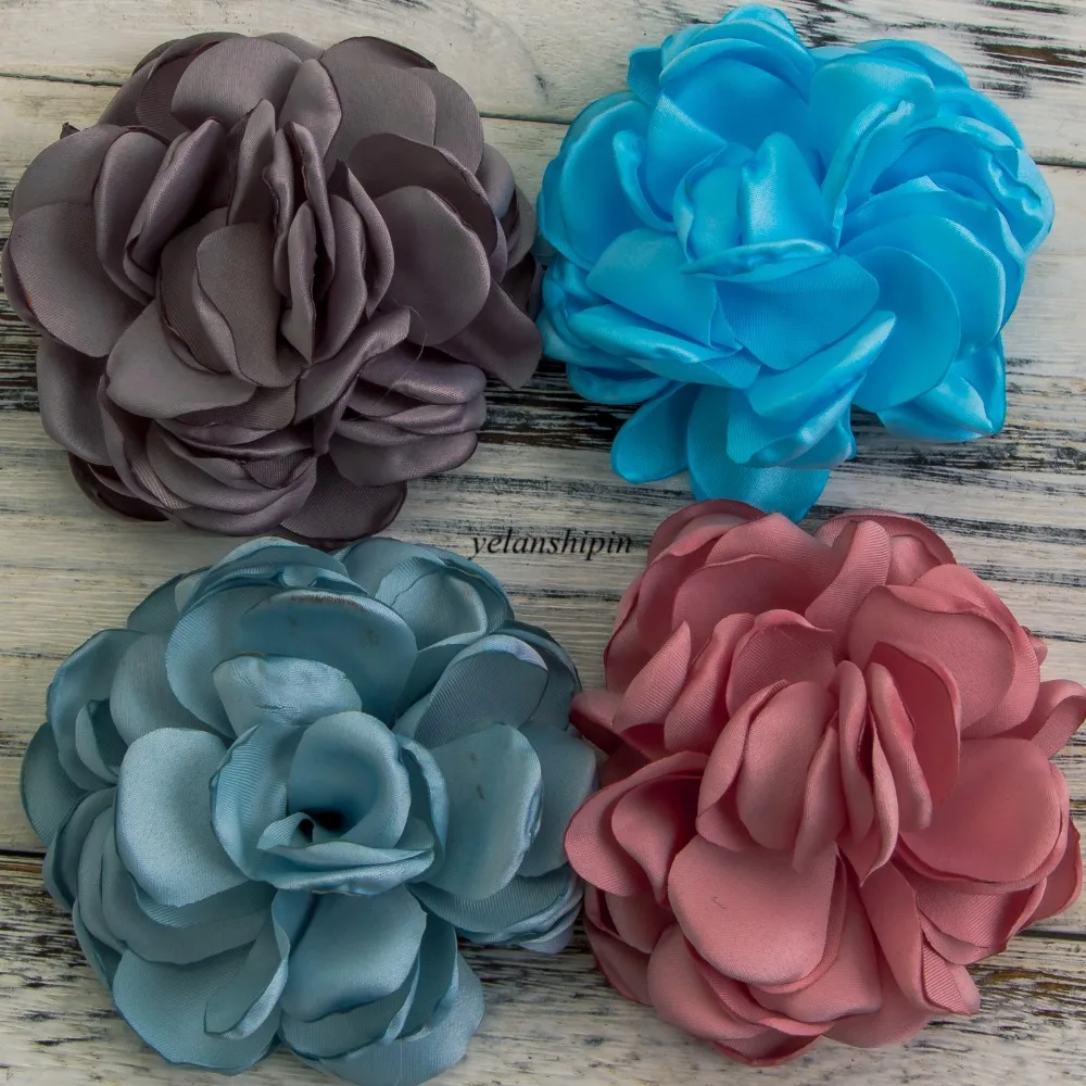 10PCS 8CM 20 Colors Vintage Artificial Fabric Flower For Girls Headband Chic Hair Flowers Hair Clip For Hair Accessories DIY