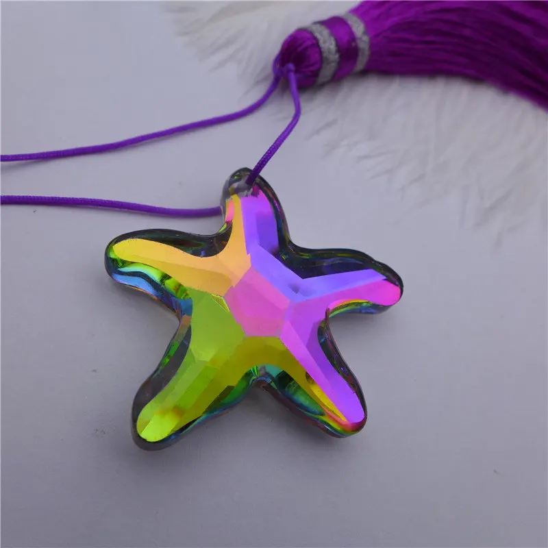 20/32/40 mm star shape chandelier crystals starfish curtain drop plated rainbow ab clear glass pendant jewelry DIY bead necklace