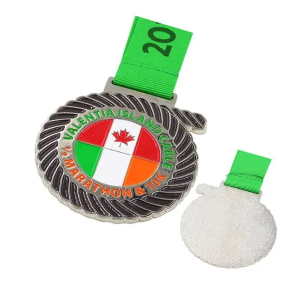 factory custom painted color Medals with ribbons low price Customized canada marathon 10K sports Commemorative medals