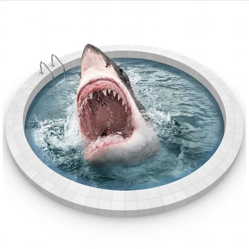 beibehang Custom large frescoes large shark street painting 3D stereo painting thickening waterproof wear pvc floor stickers