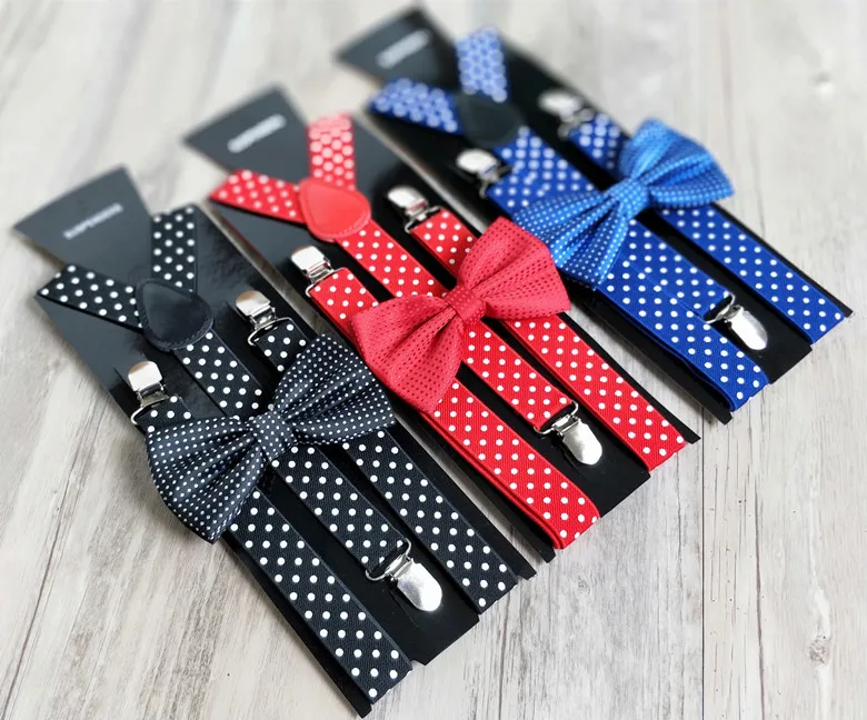 Volwassen Polka Dot Strikje + Idee Band Set Mannen En Vrouwen 3 Clips Veelzijdige Bretels Shirt Accessoires 10 Stks/partij