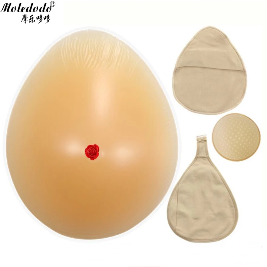 

Drop-shaped Silicone Breast Concave Bottom Breathable Postoperative Prosthesis Fake Breast + Protective cover + Chest Pad D40