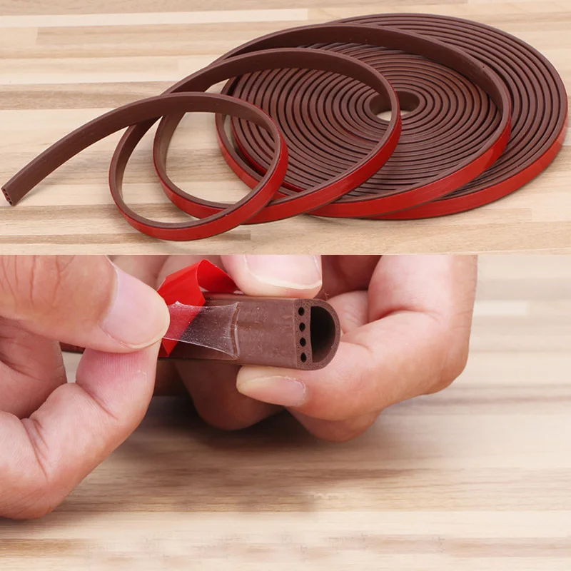 6 Mt/los I-D Typ Silikon Gummi Dicht Streifen Für Tür/Fenster Sound Isolierende Streifen Selbst-klebeband Fenster isolierung Dichtung – Detail 5