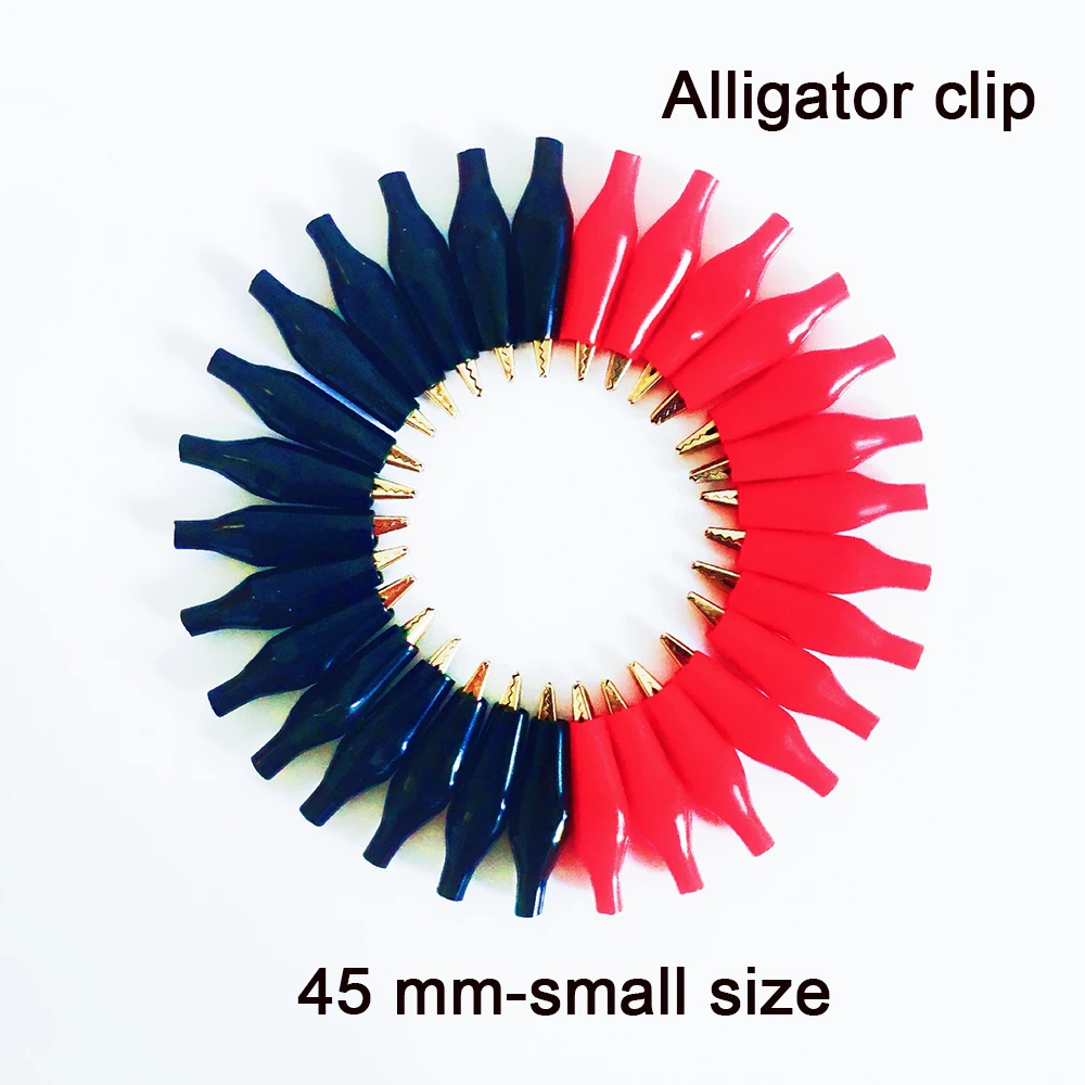 45mm Crocodile Clip 10pcs/lot G98 Electrical Clamp for Testing Probe Meter Black and Red with Plastic Boot  Metal Alligator Clip