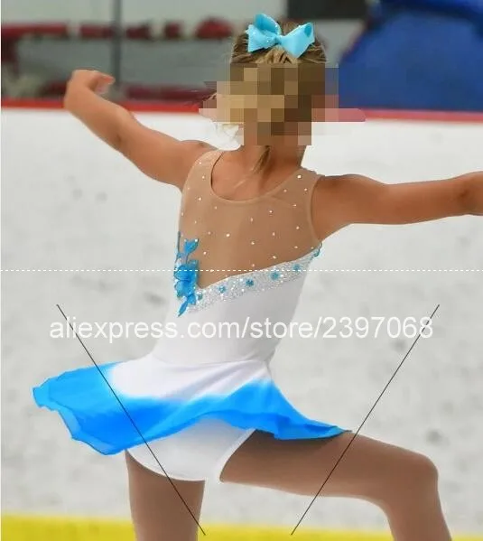 

Kids Figure Skating Dress White Girls Figure Skating Clothing Children Figure Skating Dresses Custom Free Shipping F33