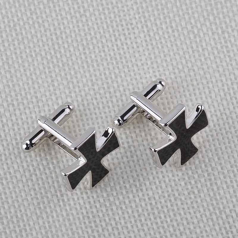 Black Cross Enamel Cufflinks For Men French Shirt Male Fashion Design Zinc Alloy Cuff Link Jewelry Wedding Business Xmas Gifts