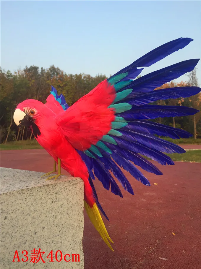 42x60cm spreading wings red-blue feathers parrot bird simulation parrot model,home garden decoration gift s1911