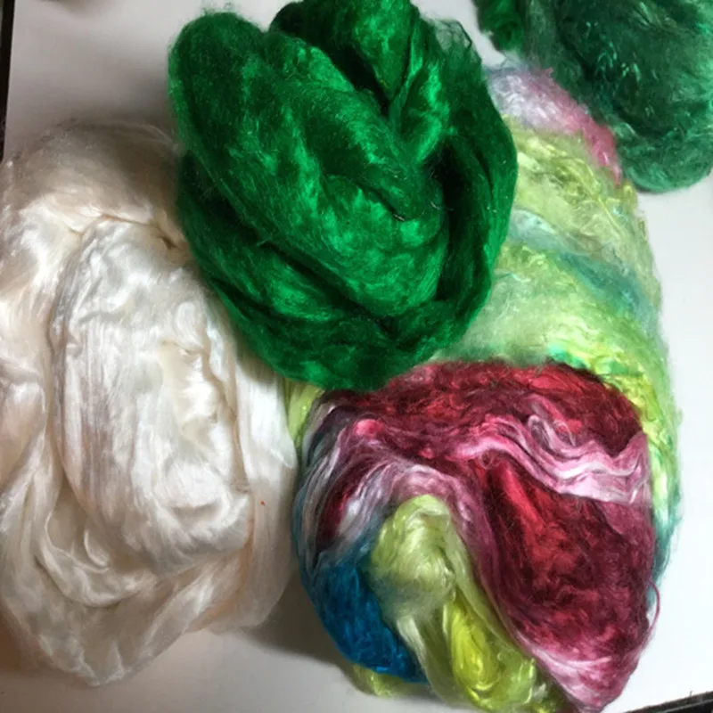 wholesale natural silk roving 100% silk top fiber for scarf  500g/4balls/lot