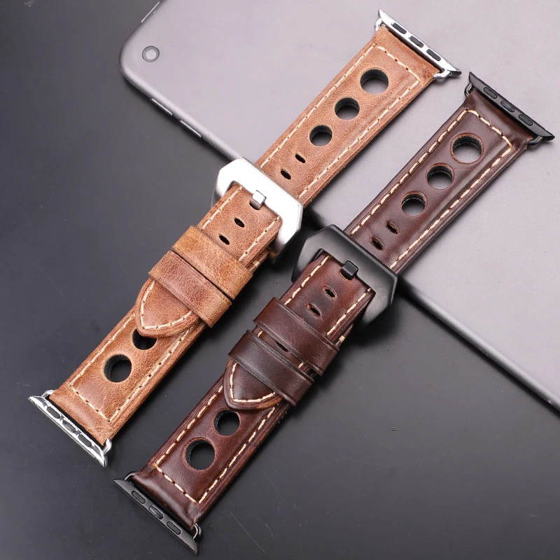 Genuine Leather Watchbands For Apple Watch Band 42mm 38mm Women Men Watch Accessories Strap  44mm 40mm Series 5 4 3 2