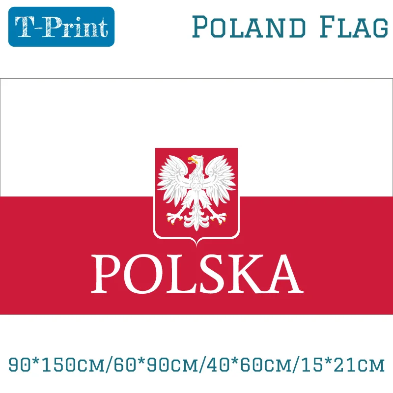 Poland Flags and Banners 90*150cm/60*90cm/40*60cm/15*21cm 3X5ft For Home Decorations Super-Poly Eagle flag