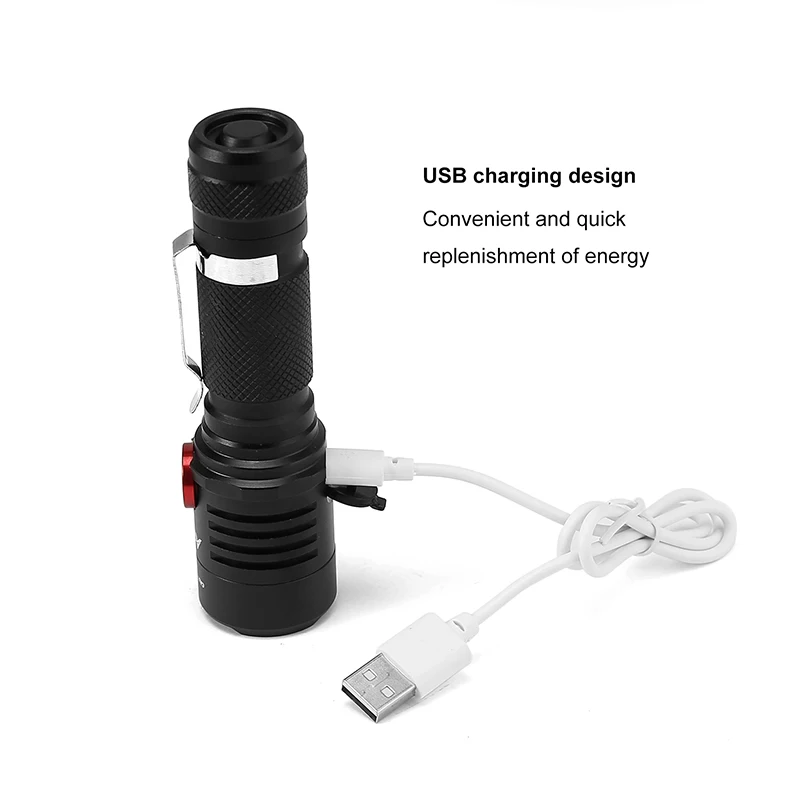 Portable USB Rechargeable 3000LM xm-L2 led flashlight Lamp Torch Bike Lamp Bicycle Lantern Light Torches+18650 Battery+USB+Clip