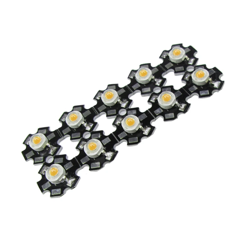 10pcs 1W 3W High Power LED Beads Full Spectrum White Warm white Green Blue Deep Red 660nm Royal blue With 20mm Black Star PCB