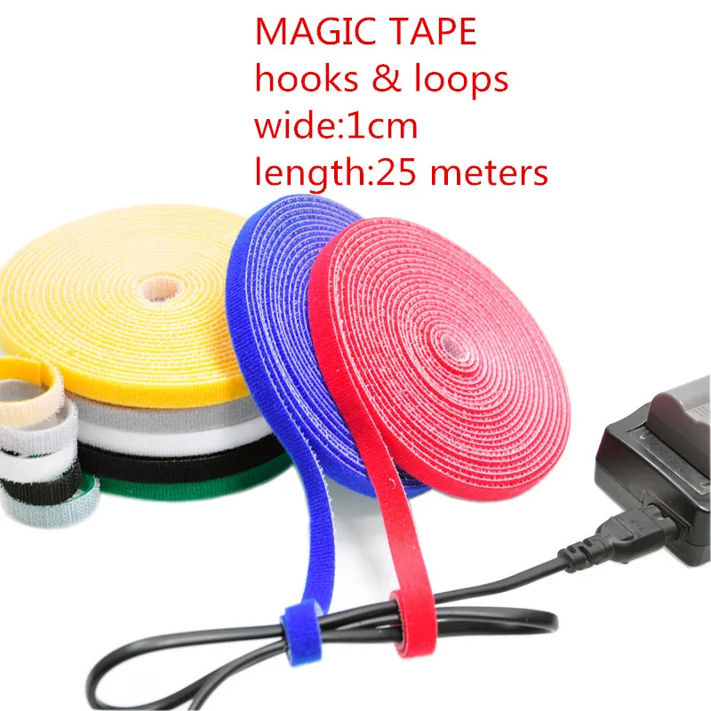 

1PCS/LOT YT1883 Magic Tape Strap Cable Tie Wide 1 cm Length 25 Meters Nylon strap hooks & loops Free Shipping Sell at a Loss