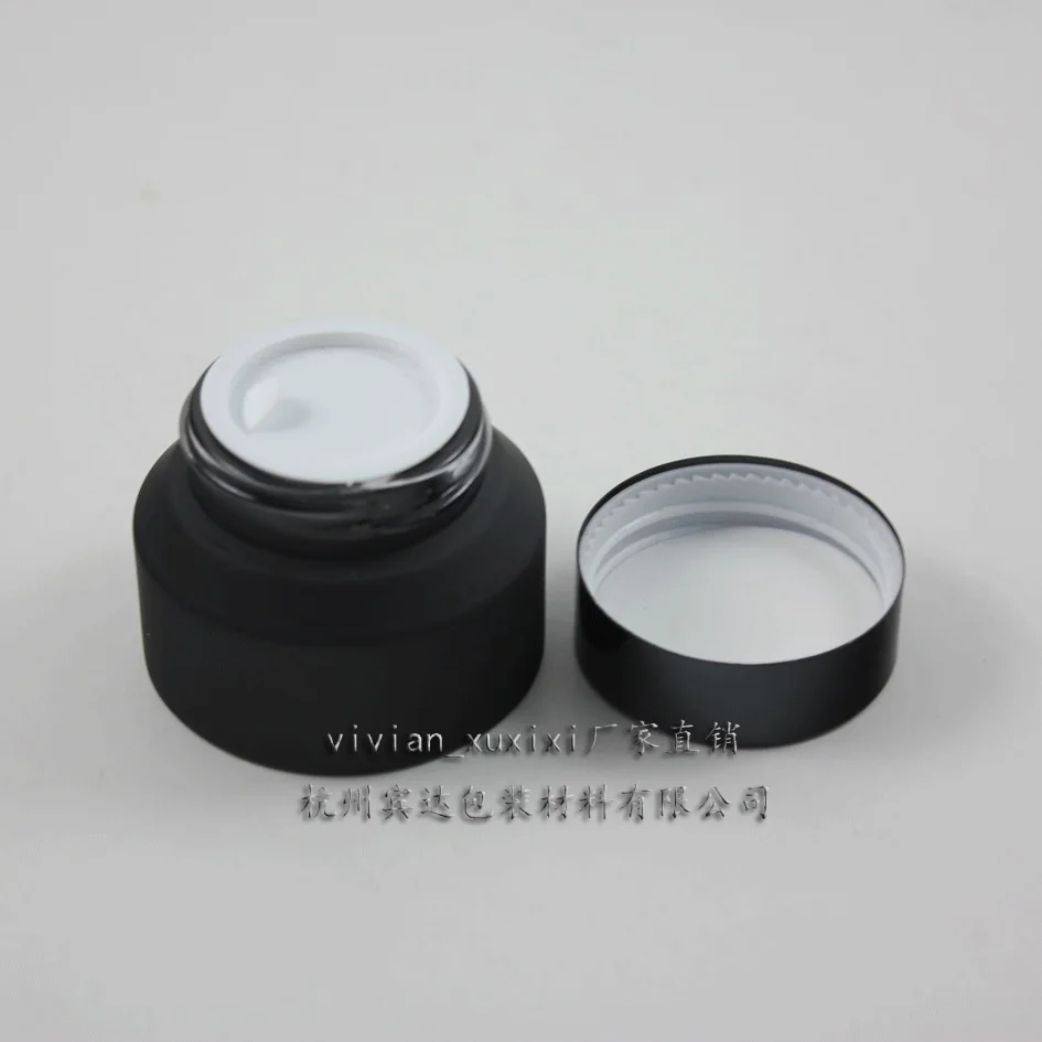 50pieces empty  High quality 30g black frosted cream jar, glass black 1 ounce cosmetic jar,empty glass 1ounce cream container