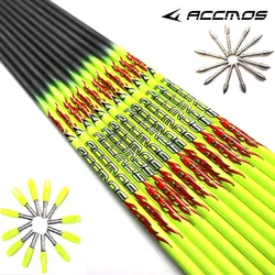 31inch Spine 400/500/ 600/700/800/900/1000 Pure Carbon Arrow Shaft ID 4.2mm Fluorescent Yellow and Orange For Arrow DIY