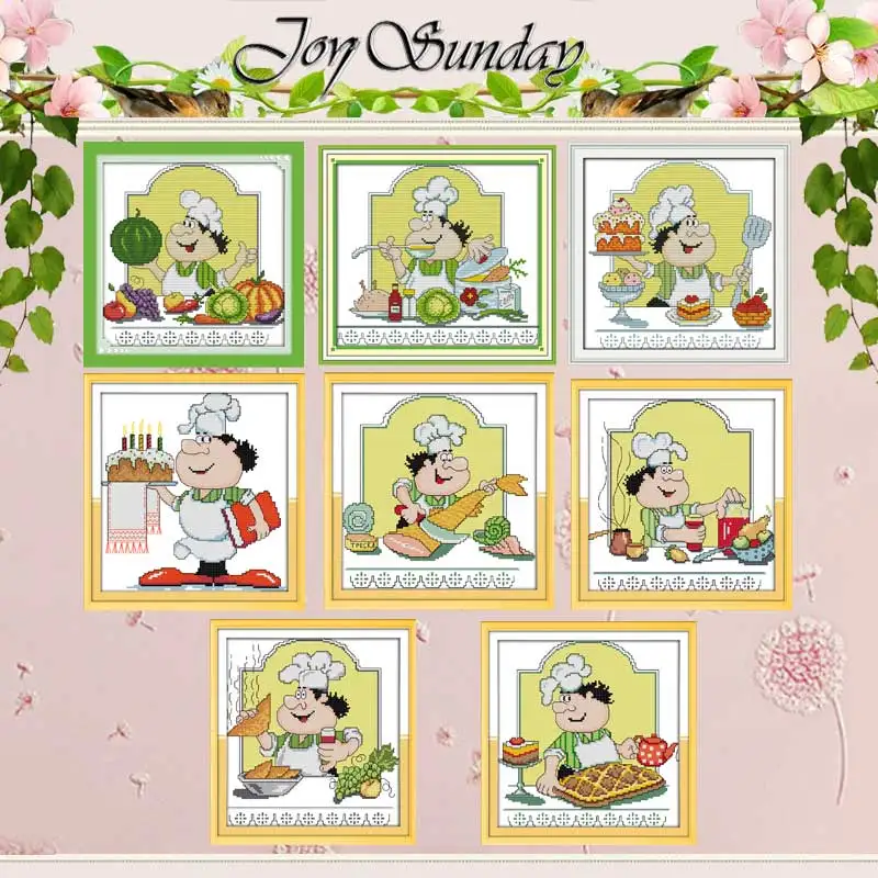 Cook Humor Chef Counted Cross Stitch 11CT 14CT Cross Stitch Set Wholesale DIY Cartoon DMC Cross-stitch Kit Embroidery Needlework