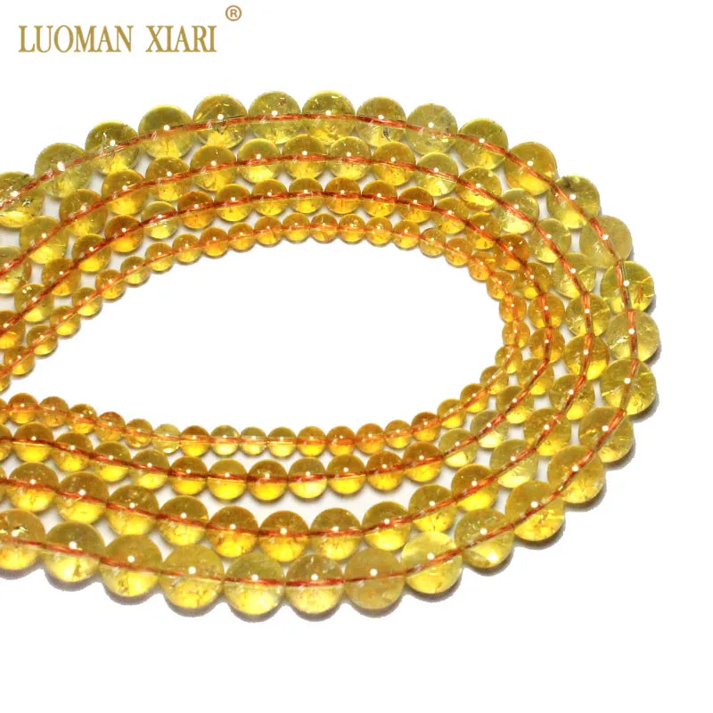 Wholesale Natural Citrines Crystal Beads Yellow Quartz Natural Stone Beads For Jewelry Making Diy Necklace 6/ 8/10/12mm 15\