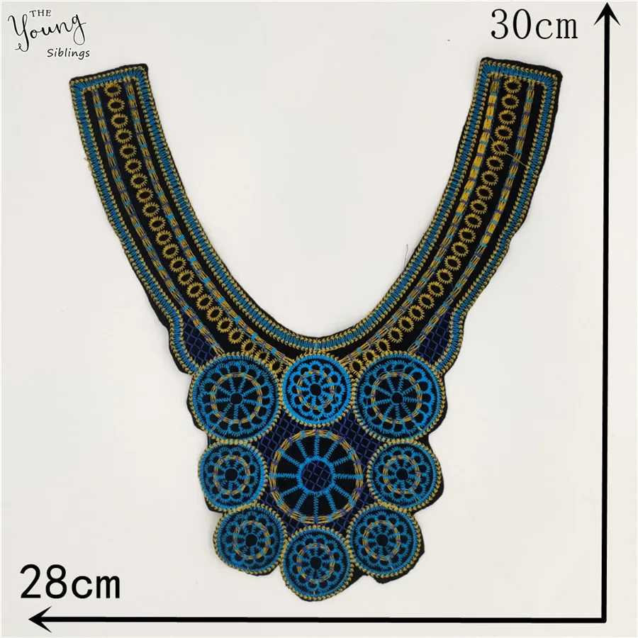 High quality Ethnic style Lace Collar Embroidery Fabric Trim DIY Sewing Lace Neckline Applique Clothing Decoration 1PCS selll