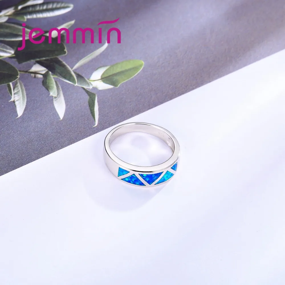 Hot Sale Precious Simple Style Blue Opal Rings For Women & Men Unisex Charming Opal Rings Fashion Jewelry