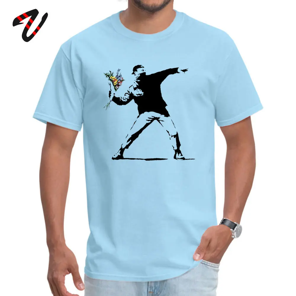 Swag Banksy Flower Thrower T Shirts 100% Cotton Fabric Men Tshirt Mens T-shirts Novelty Street Art Designer Rebel Tees Oversize