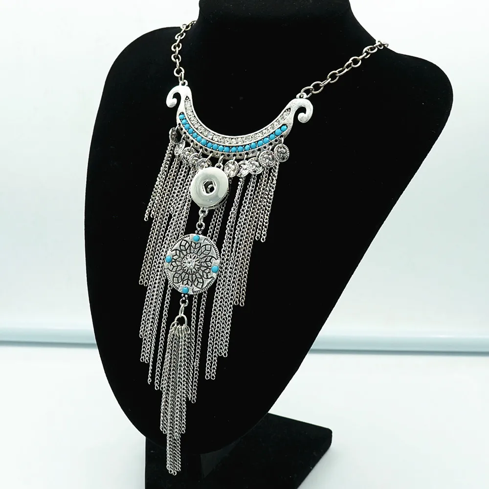 

Fashion Bohemia style Dreamcatcher Elegant snap necklace 40cm fit 18MM snap buttons jewelry wholesale DJ0090