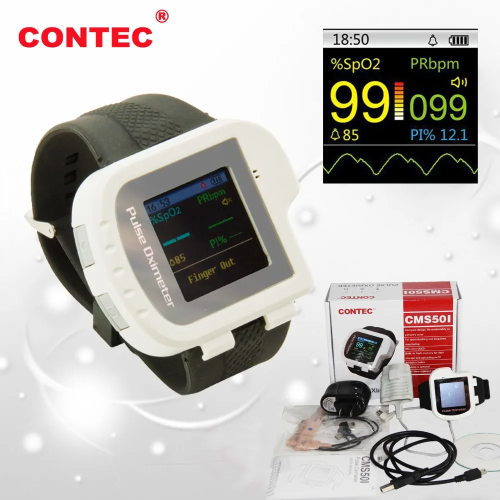 Wrist Oximeter Pulse Rate Monitor Sleep Study sleep apnea Detector Overnight Recording SPO2 Monitoring CONTEC CMS50I Well Packed