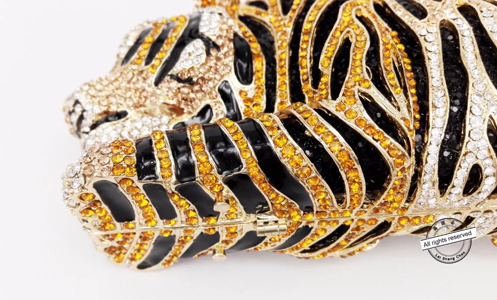 Alla moda Animale Tigre Sacchetto di Sera Del Diamante di Lusso In Oro Diamante di Cristallo Della Frizione del sacchetto di Cerimonia Nuziale