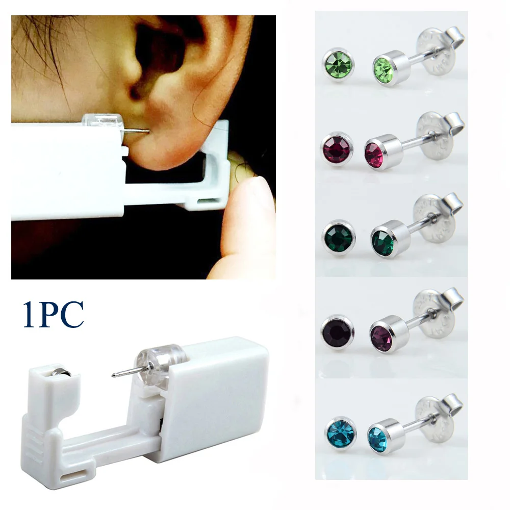 1PC Genetic Sterilised Disposable Safety Nose Ear Piercing Sterile Bezel Crystal Ear Stud Star Earring Body Piercing Jewelry