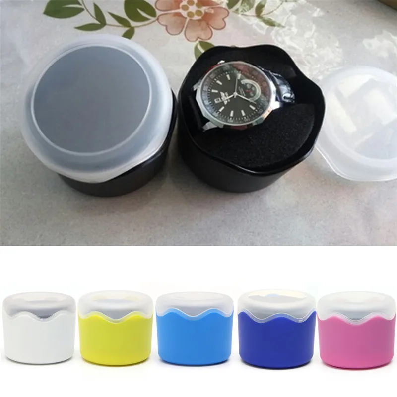 1PC Candy Color Wristwatch Storage Case Plastic Single Watch Box Case with Sponge