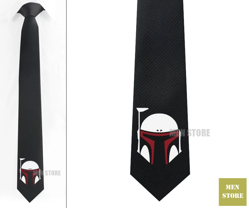 BOBA FETT Casco Rosso Uomo Jacquard Lavorato a telaio Skinny Slim Narrow 2.5 "Cravatta 6 cm Cravatte Festa di Nozze Dello Sposo Cravatta gemello LK054M