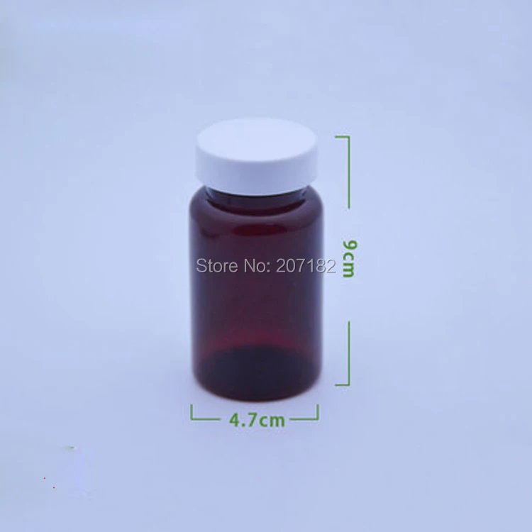 100pcs 100ml Amber PET Medicine Bottles,Capsules/Pills/Powder/Vitamin Plastic Bottles with White Color Screw PS Caps