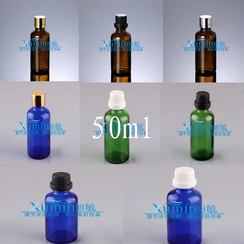 Capacity 50ml  200pcs/lot Refined oil bottle, electrochemical aluminum cover, black big head cap,glass bottle