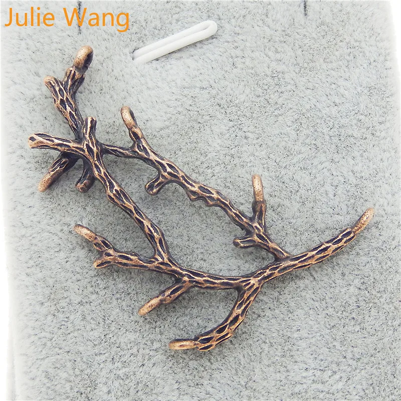 Julie Wang 5pcs Red Copper Mini Charms  Branches Shape  Pendant Handmade Hanging Crafts Accessory Suspension AU35351