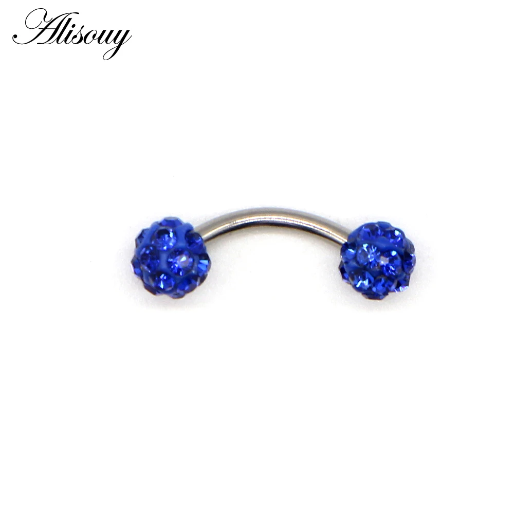Alisouy 1Pc Disco Eyebrow Piercing Industrial Labret Bar Body Jewelry Stainless Steel Helix Piercing Ring Lip Curved Barbells