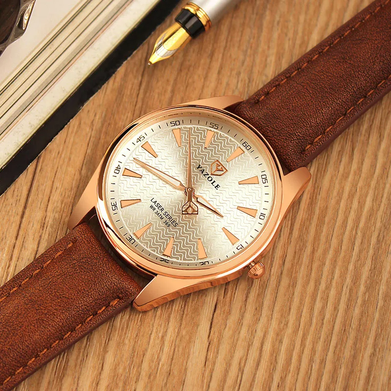 YAZOLE Fashion Luminous Sport Watch Men Watch Top Brand Waterproof Wrist Watch Leather Mens Watches Clock relogio masculino