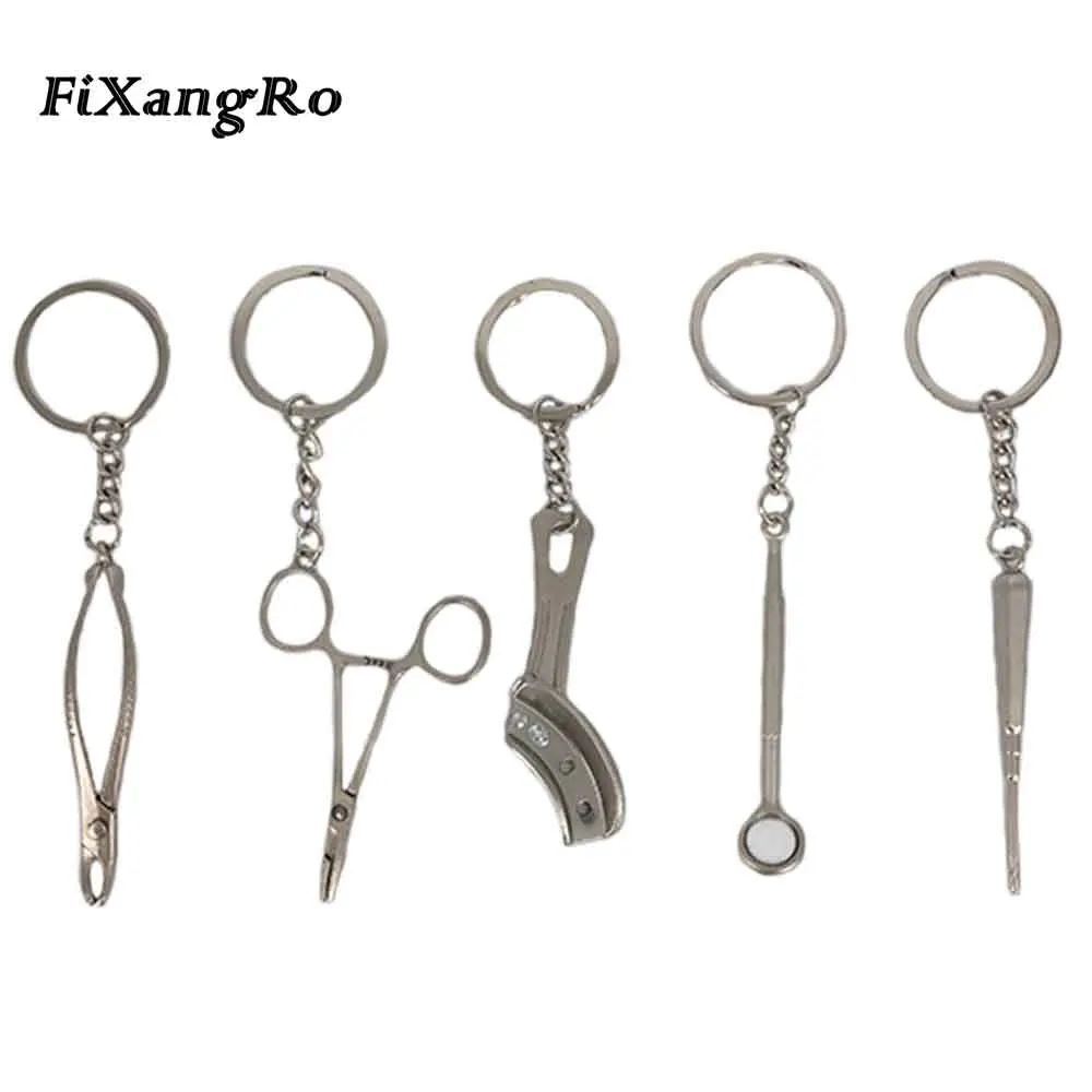 5pcs Assorted Keychain dental tooth keychain Great Gift(tooth ting,dental pillers,dental mirror,tooth tray)