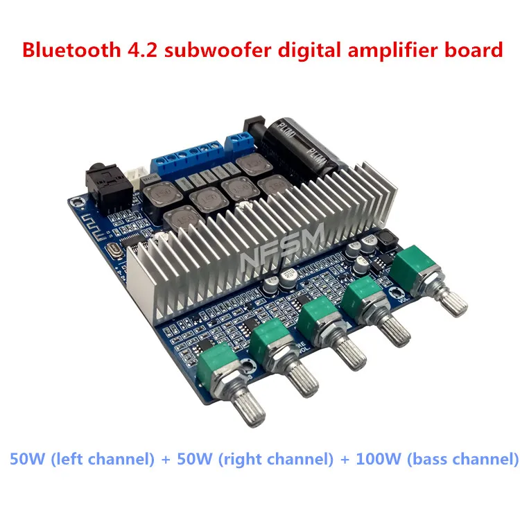 

New TPA3116D2 Subwoofer Amplifier Board 2.1 Channel High Power Bluetooth 4.2 Audio Amplifier Board DC12V-24V 2*50W+100W