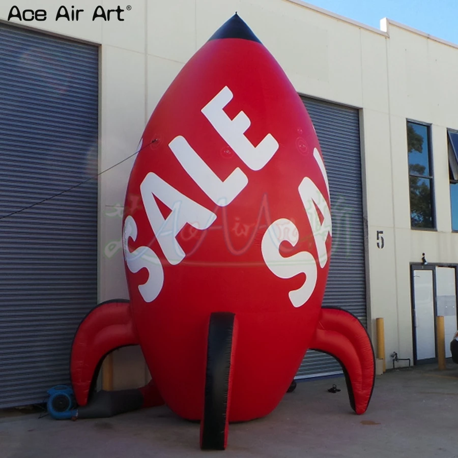 4m High Promotion Item Inflatable Rocket Balloon Blow Up Rooftop Advertising Artworks for Sale