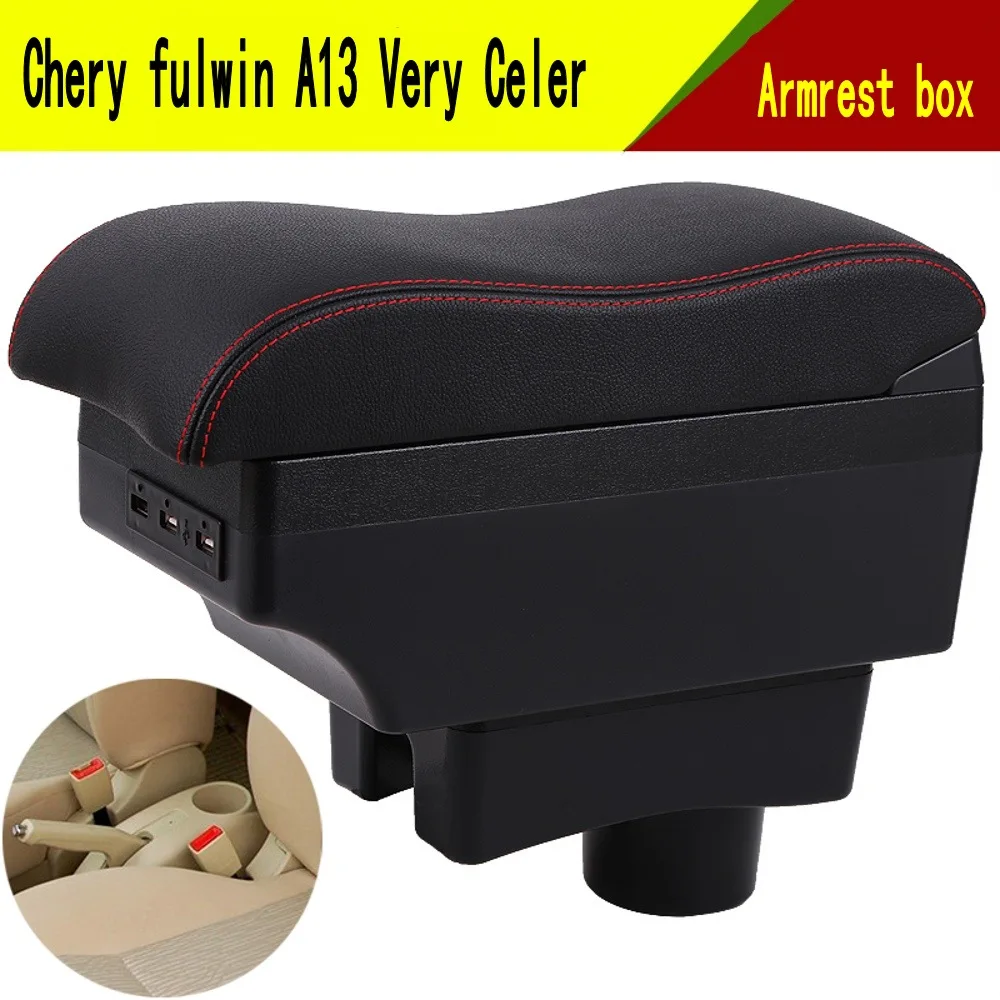 

For Chery A13 Very Celer fulwin Armrest Box Car Center Console Storage Space Case Elbow Rest with Cup Holder USB Interface