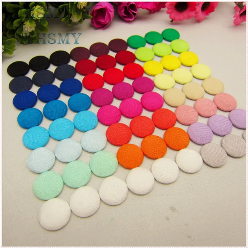 YJHSMY 24 Style 72 pcs mix/Lot 15mm Solid Fabric Covered Cloth Flat back Buttons, garment accessories,Diy BK025-1