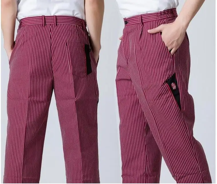 Chef Uniform Restaurant Pants Kitchen Trouser Chef Pants Elastic Waist Bottoms Food Service Pants Mens Wear Work Clothes Men