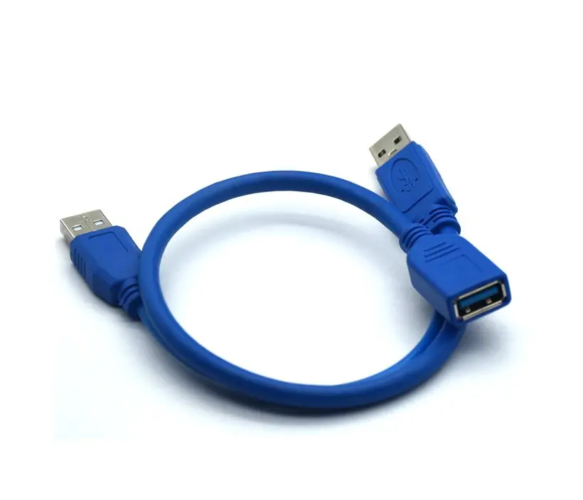 Black USB 3.0 Y type cable two USB 3.0 A Male to USB Female Y cable for external Hard Disk with extra power 30cm 50cm