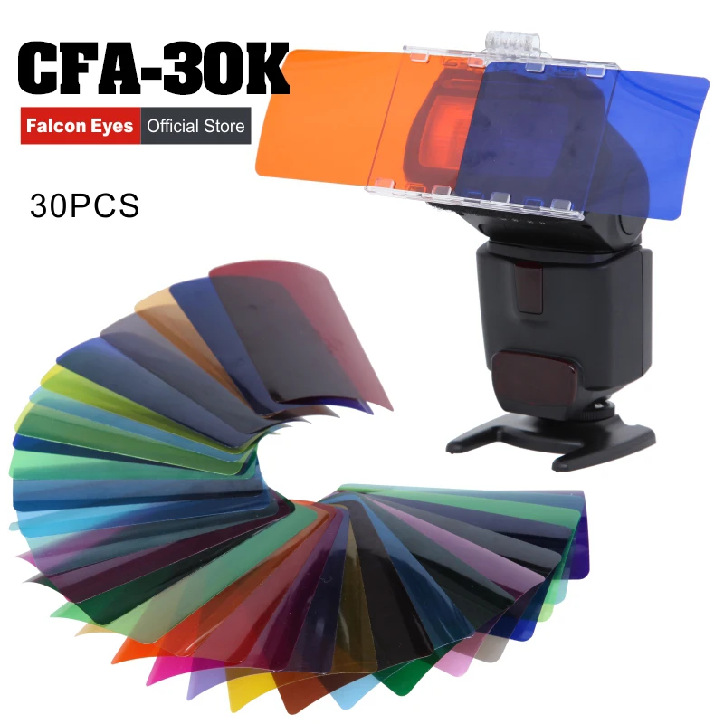 팔콘 눈 CFA-30K Kit Flash 스피드 라이트 30 색 색 젤 와 Barndoor & 반사판 & Bag 대 한 Canon Nikon YONGNUO GODOX flash
