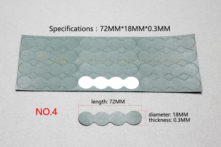 Paquete de batería de litio 18650 de 4 Union, almohadillas de aislamiento negativo, almohadilla de aislamiento de papel de barley de cabeza plana sólida, serie 6 y