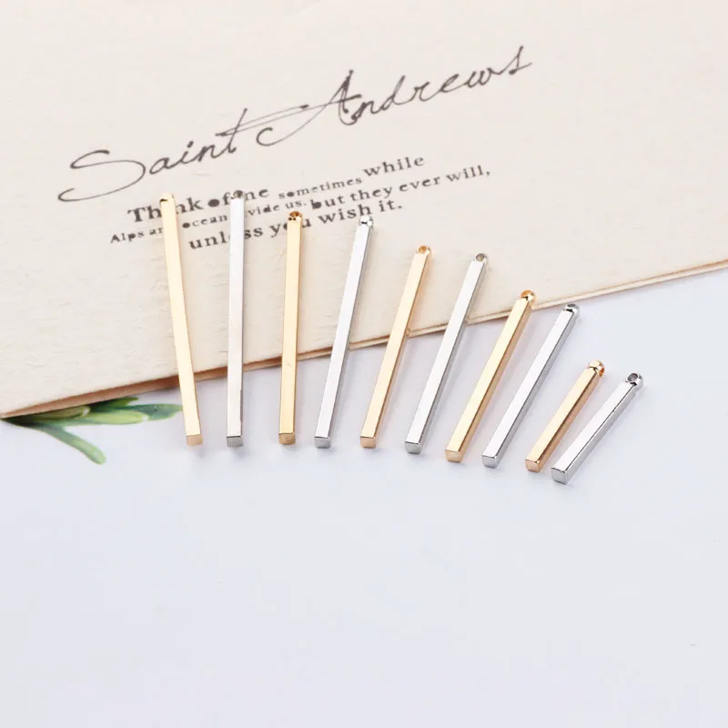 50pcs Copper White k/KC Gold color Short/long sticks Simple blank Bar charm for Earring necklaces Long Strip Pendant for DIY