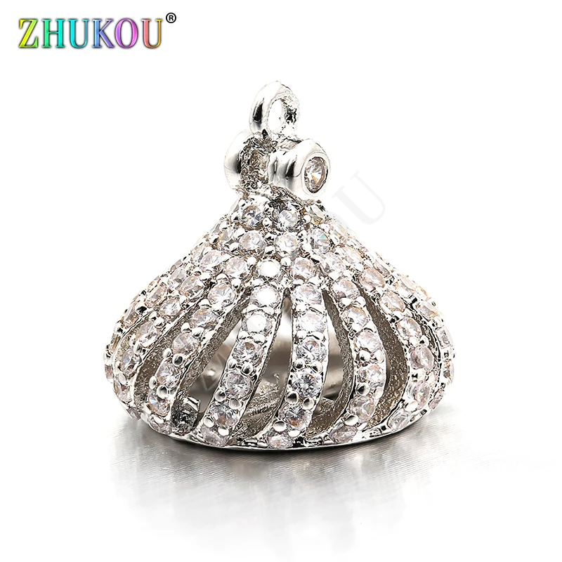 14*13mm High Quality Brass Cubic Zirconia Tassel Caps Connector Charms, Mixed Color, Hole: 1mm, Model:VM19