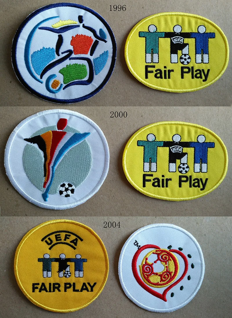 Euro 1996 2000 2004 Fair Play Football badge Set Embroidered Iron on Soccer badge