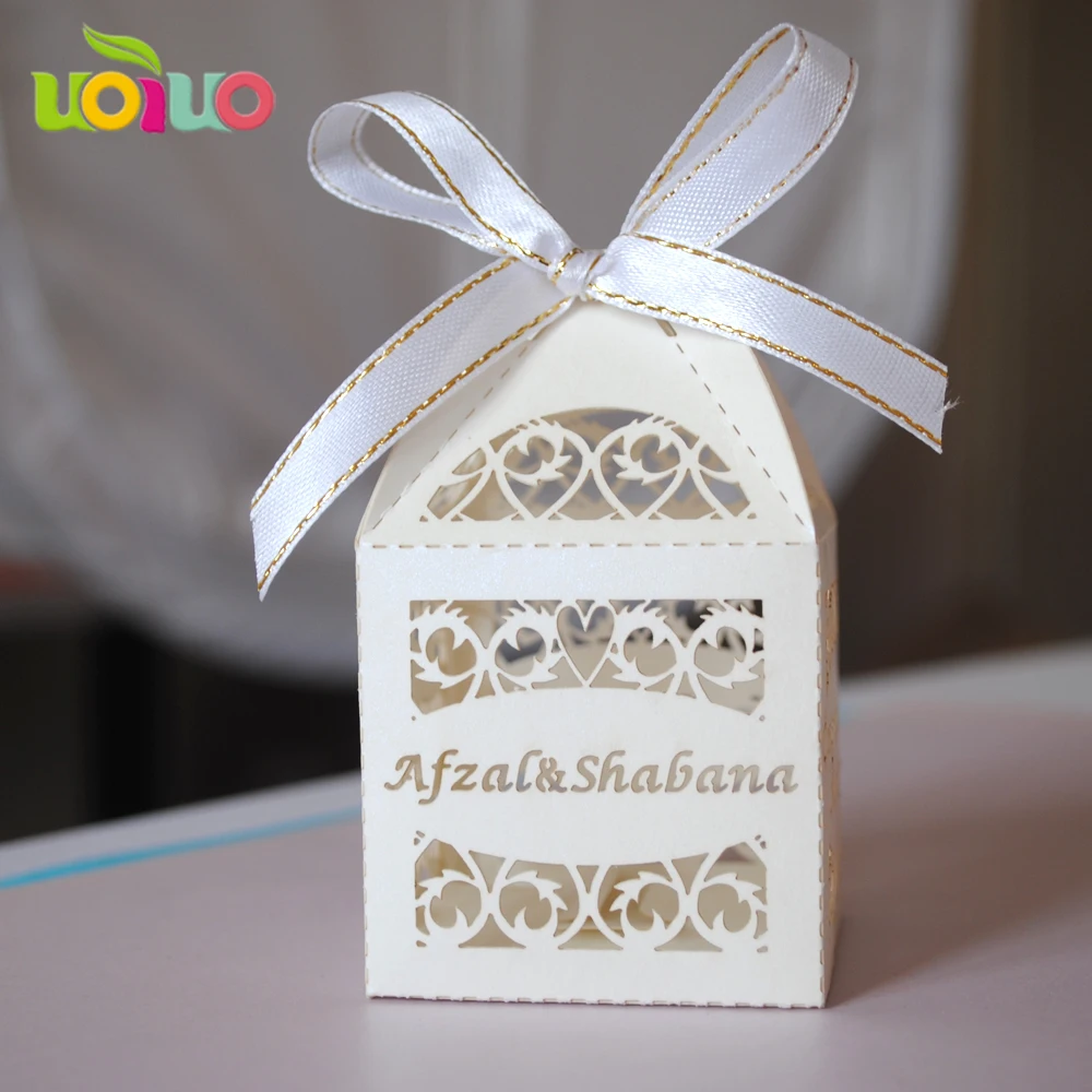 Popular Design Personalized White Laser Cut Wedding Box