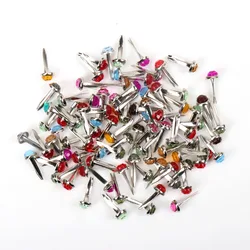 40pcs Mixed Rhinestone Round Metal Brad Studs Spikes Scrapbooking Embellishment Fastener Brads Crafts Pushpin Decoration 16x7mm