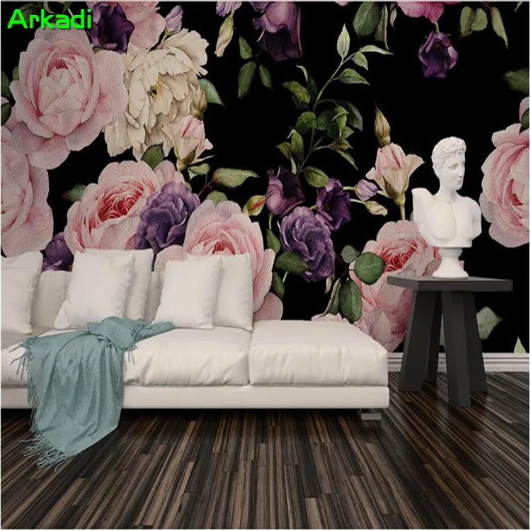 Custom photo 3d European simple mural hand painted watercolor roses living room bedroom TV background wallpaper any size